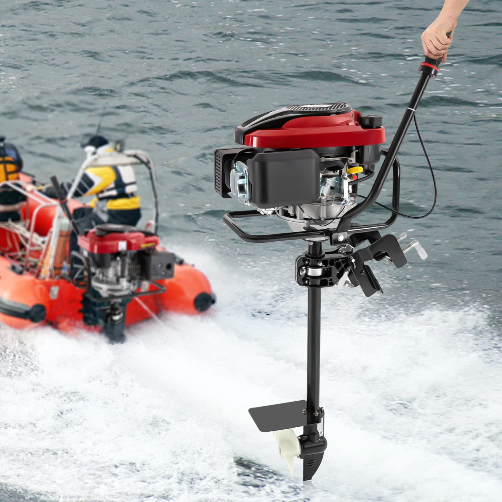 4-Takt-Außenbordmotor Benzin Bootsmotor 8 PS Luftgekühlt TCI Außenborder Luftkühlung Elektromotor Benzinmotor Bootsmotor für Schlauchboote, Fischerboote