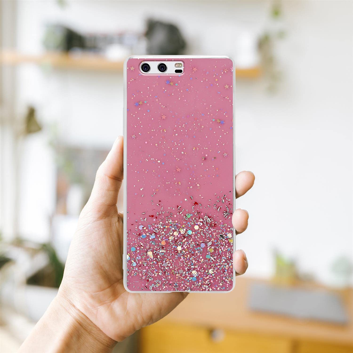 Cadorabo Custodia Per Huawei Mate 20 Pro Trasparente Con Glitter - Cover In Silicone TPU Ultrasottile, Glitterata, Antiurto, Trasparente