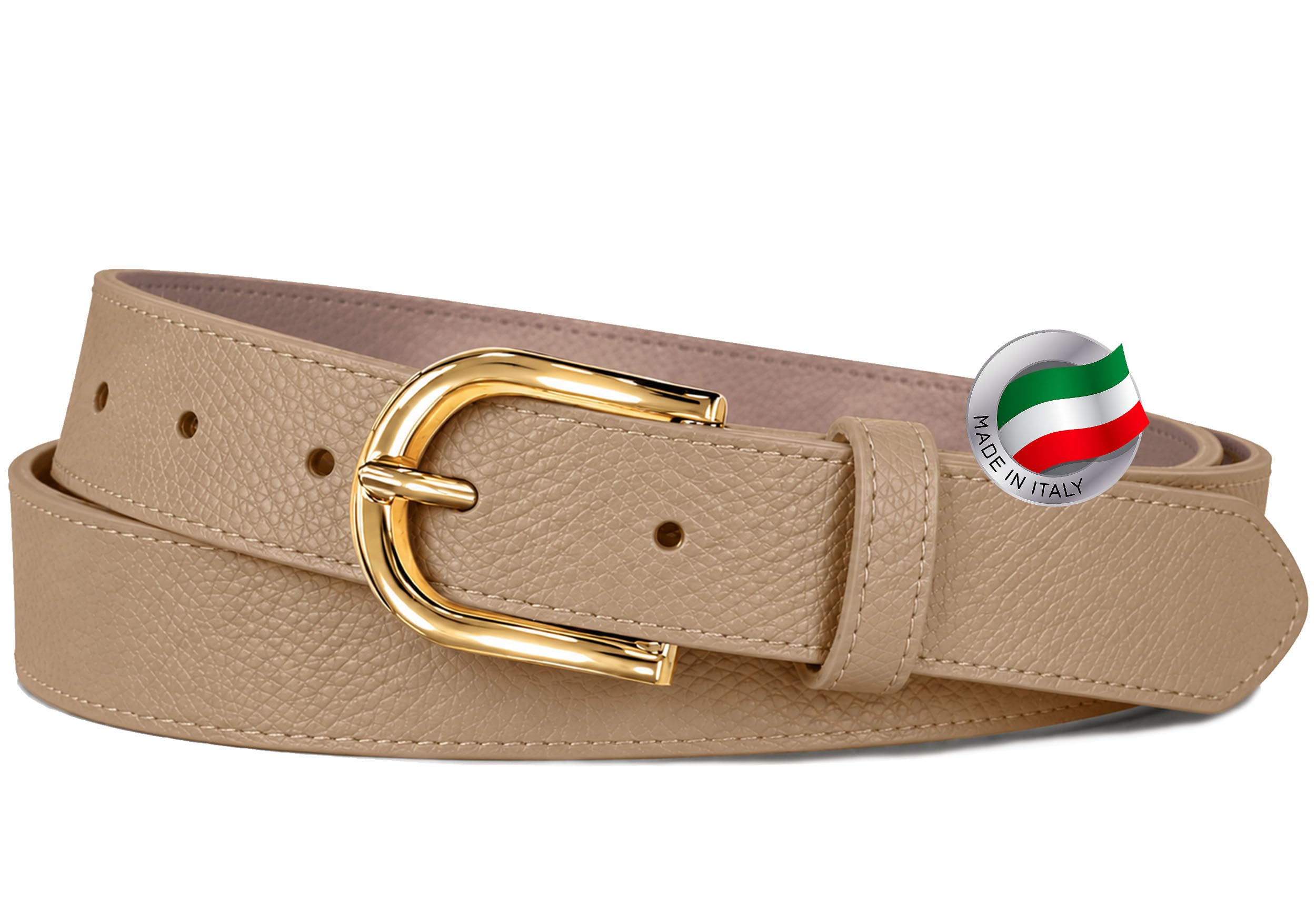 FOMAX Ledergürtel Made in Italy Handgemacht, Echtleder 3cm Breit | Gekörnt Leder Vollledergürtel für Damen Herren, Gürtel für Jeans Hosen Kleider Mode Nette Taille, Genarbter