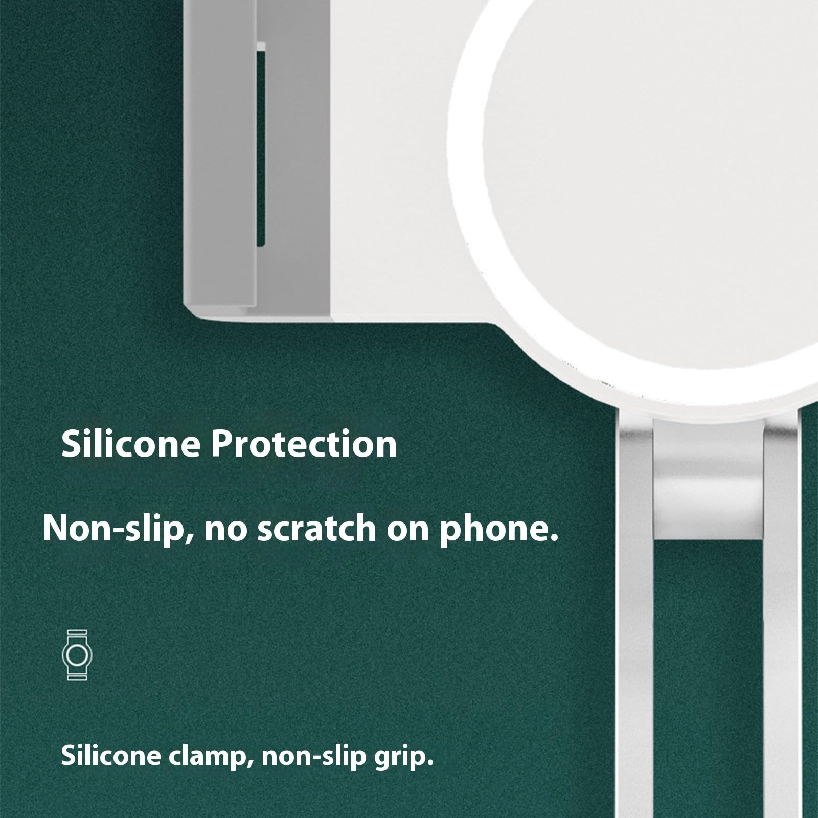 Supporto per telefono ergonomico con angoli visione regolabili in acciaio precisi Tappetino in silicone antiscivolo Supporto per dispositivi da scrivania Morsetto per telefono Supporto per tablet