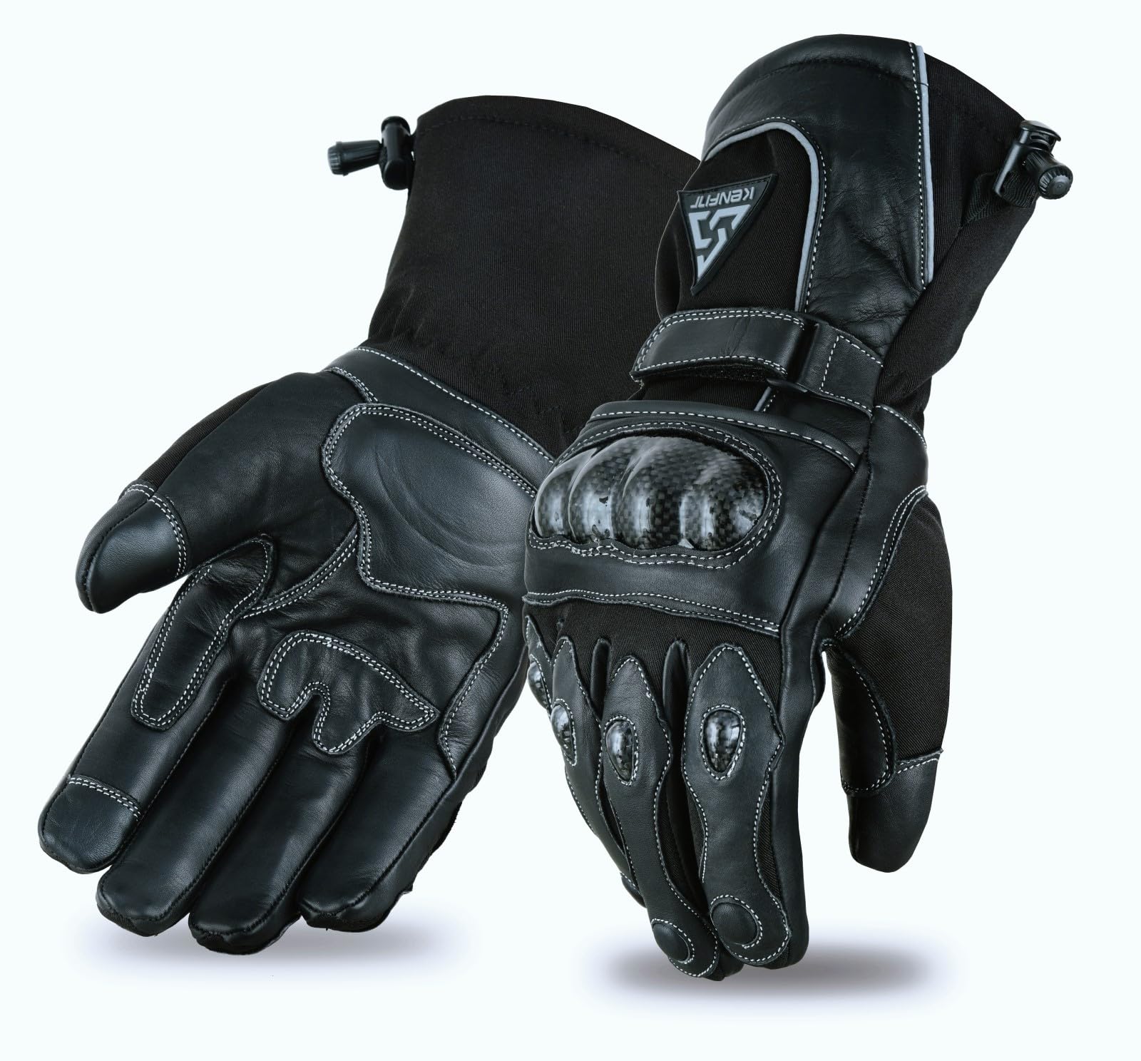 Motorcycle Gloves Genuine Leather Winter Riding Gloves Carbon Knuckle Protection, Waterproof Insulated Motorbike Scooter E-Bike Gloves for Men Women