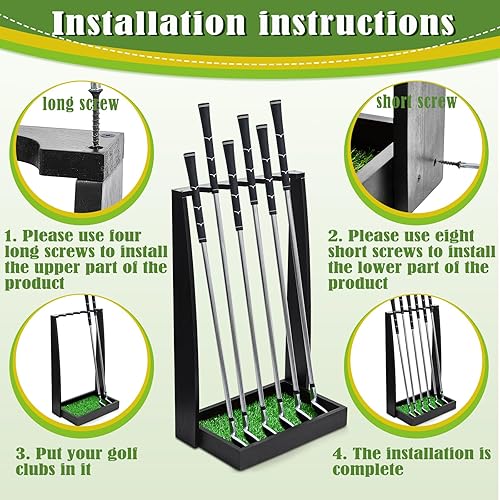 Miniatura 9 de Lenwen Soporte de madera para putter de golf, estante de exhibición para interiores, soporte para palos de golf, soporte para palos de golf de