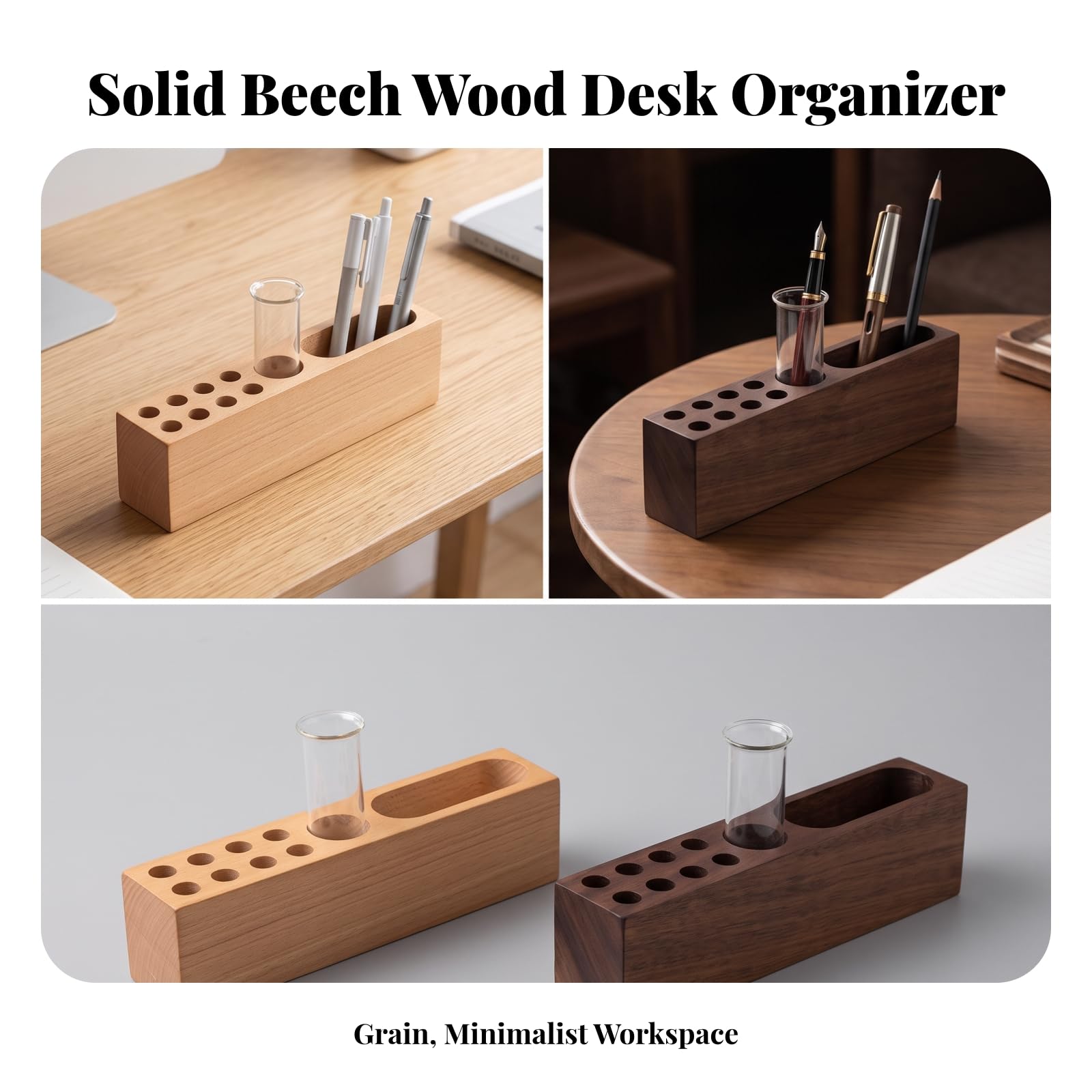 predolo Organizador Mesa con Ranuras Estable |, Portalápices con Tubo Vidrio, Morno, para Oficina,
