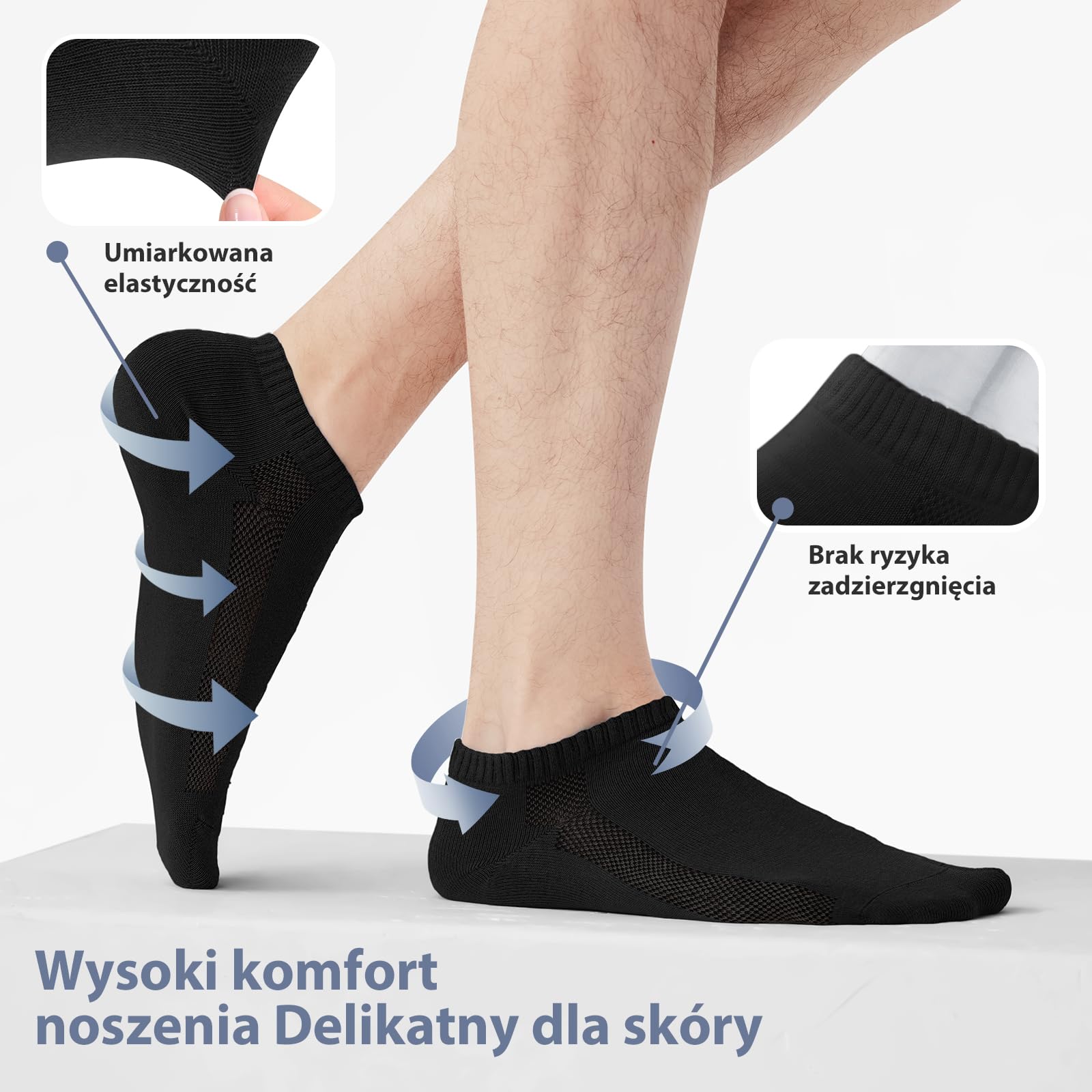 Fullluwaa Skarpety Sportowe 10 Par Skarpetki do Sneakersów Męskie Damskie, Oddychające Bawełniane Skarpety, Krótkie Skarpety Treningowe