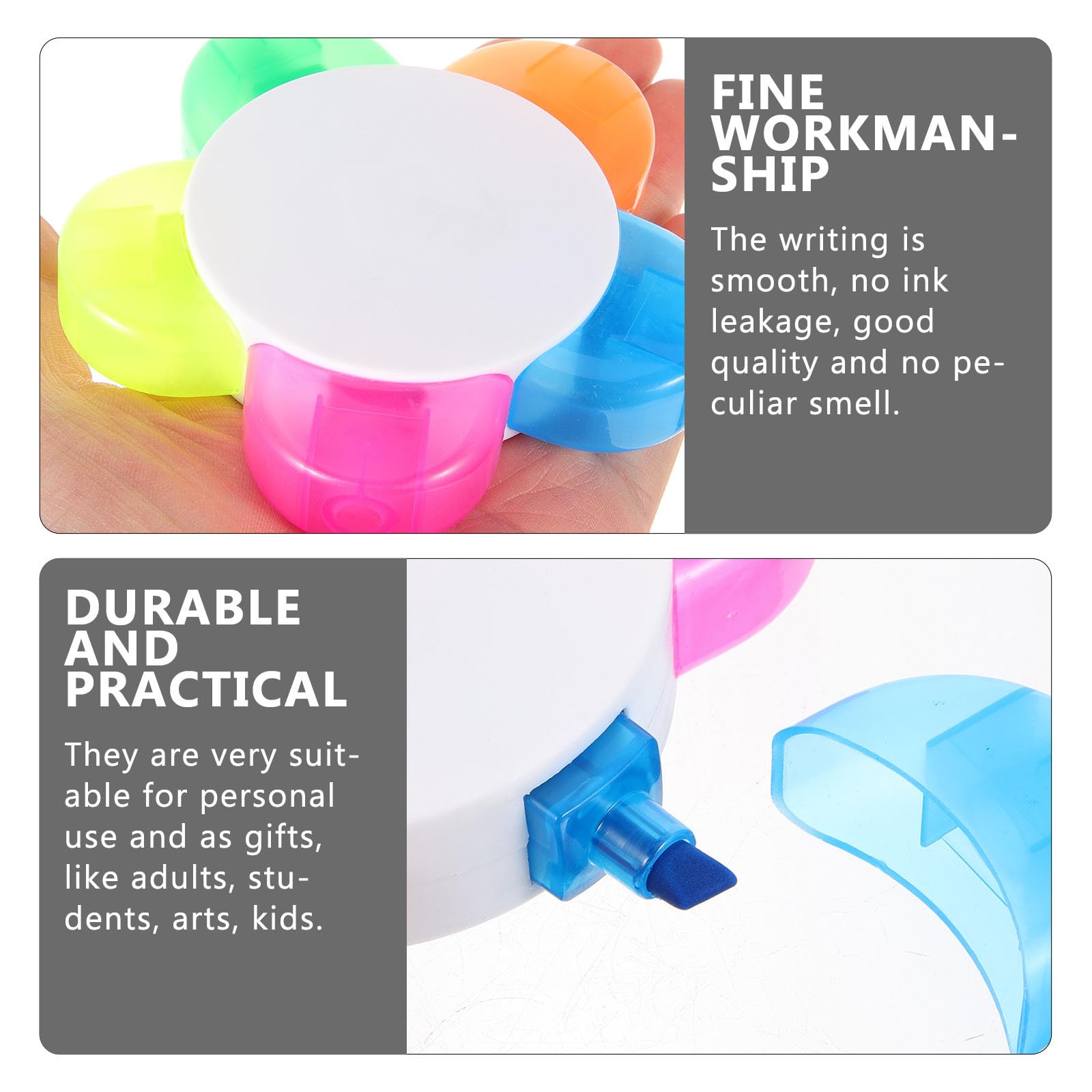 Surligneurs Fluorescents 10 Pièces, Marqueurs Mini à Cinq Couleurs pour Journaux et Agendas, Adaptés à L’École Bureau