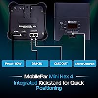 Vista 6 de ColorKey MobilePar Mini Hex 4 inalámbrico alimentado por batería RGBAW+UV Uplight DJ Light (CKW-6020B)