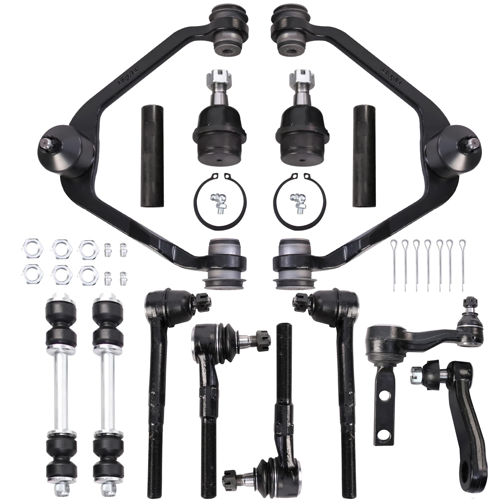Photo 1 of ***HEAVILY USED/ DIRTY*** KUIPERAUTO 14PCS Front Suspension Kit Upper Control Arm Compatible For 1997-2002 Ford F150 Expedition Compatible for 1998-2002 Lincoln Navigator 2WD with Bolt Sway Bar,Ball Joint, Inner Outer Tie Rods