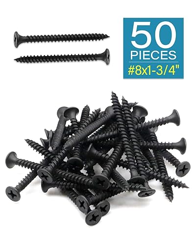 Miniatura 2 de 50 tornillos Phillips de cabeza plana #8 x 1-34 pulgadas para paneles de yeso, rosca fina, tornillo de madera de punta afilada, acero al carbono