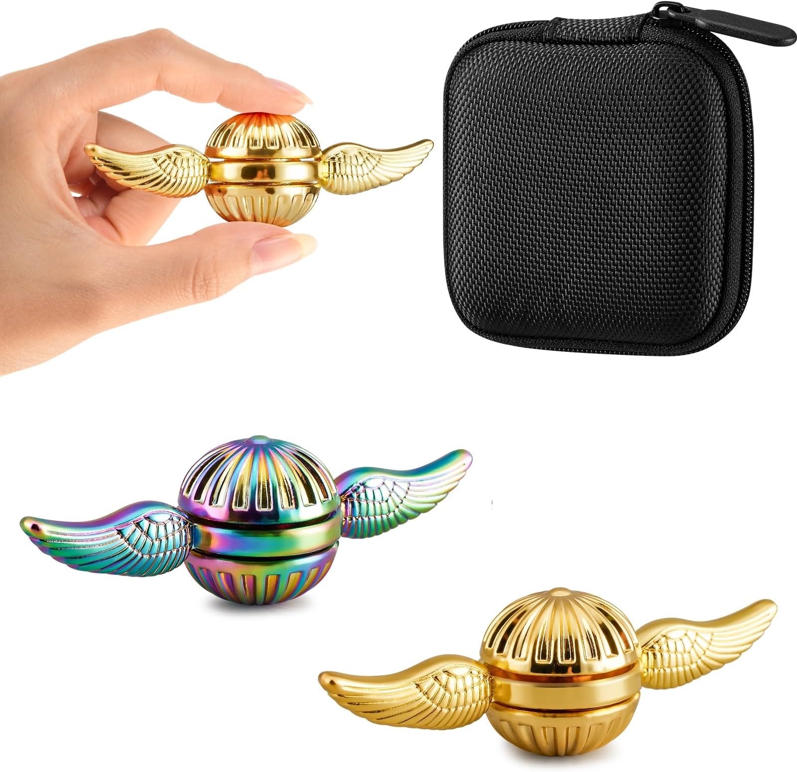 - 2-Piece Set Metal Orb Fidget Spinner Toys for Kids,Cute Anxiety Stress Relief Sensory Decoration Gadgets Party Stuff for Boys Girls,Christmas Stocking Stuffer Gifts for Teens Adults with ADHD Autism.