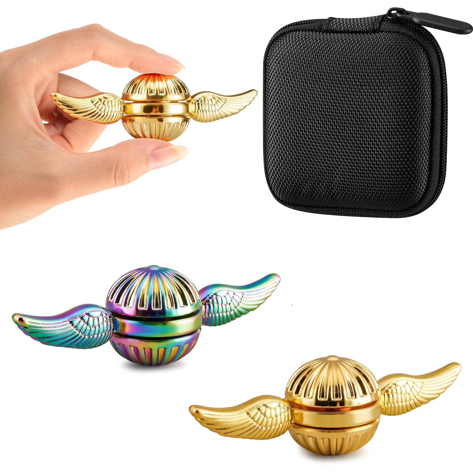 2-Piece Set Metal Orb Fidget Spinner Toys for Kids,Cute Anxiety Stress Relief Sensory Decoration Gadgets Party Stuff for Boys Girls,Christmas Stocking Stuffer Gifts for Teens Adults with ADHD Autism.