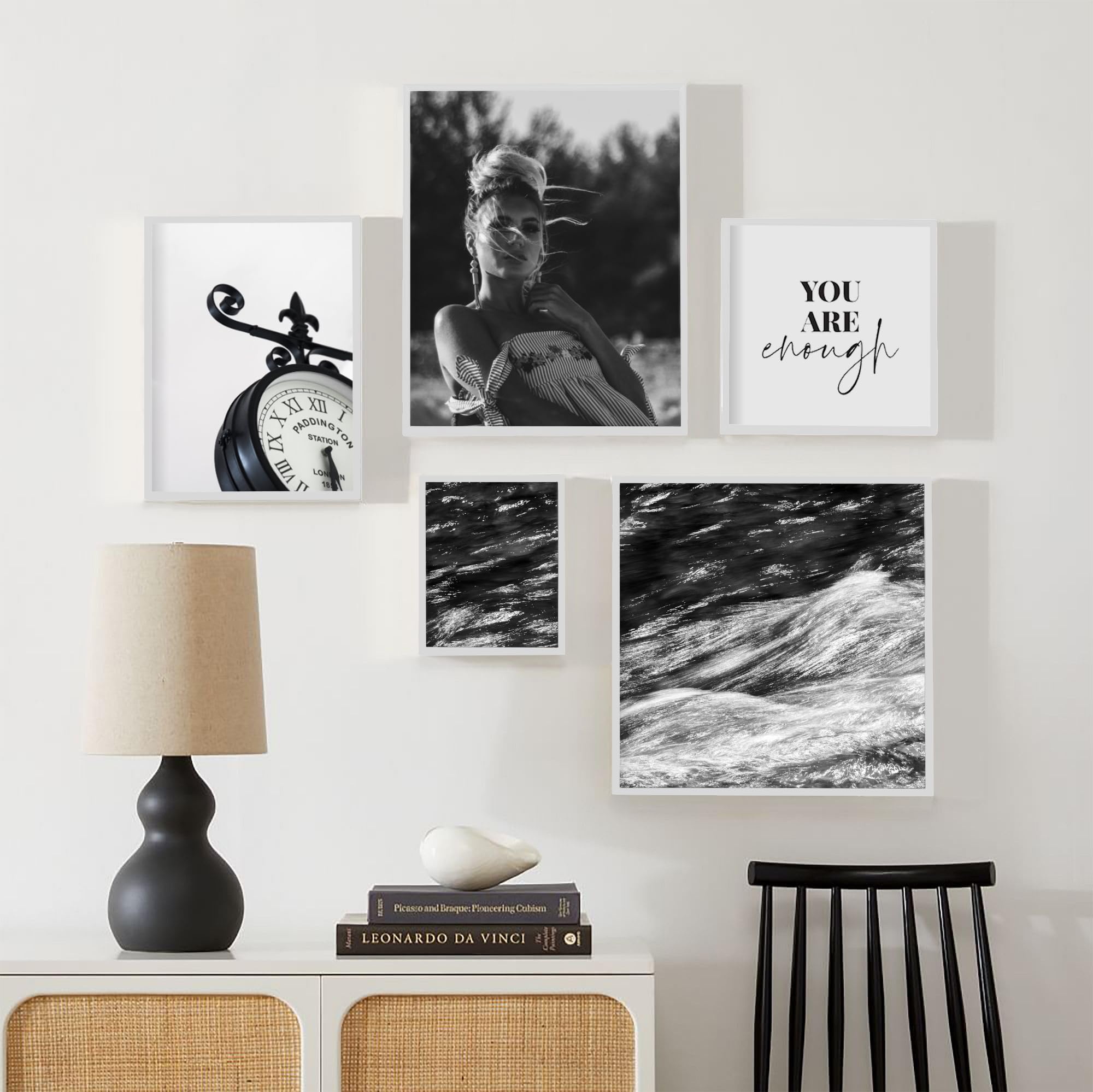 Set di 3 cornici A3 grigie e bianche bicolore con supporto per stampa A4, cornici in scatola grigio cemento, confezione da 3, cornice per poster A3 grigia con supporto per poster A4