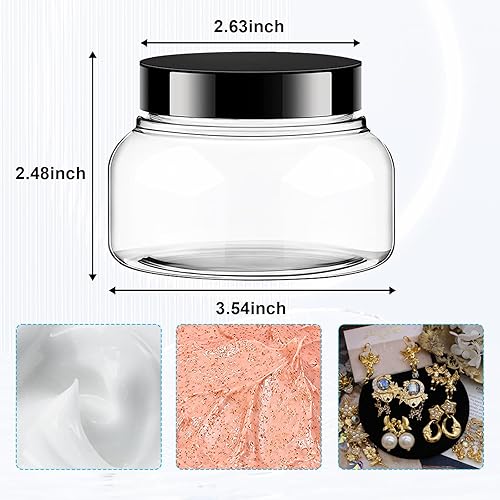 Miniatura 3 de Paquete de 30 frascos transparentes para exfoliantes corporales, tarros de plástico transparente de 8 onzas con tapas, recipientes vacíos