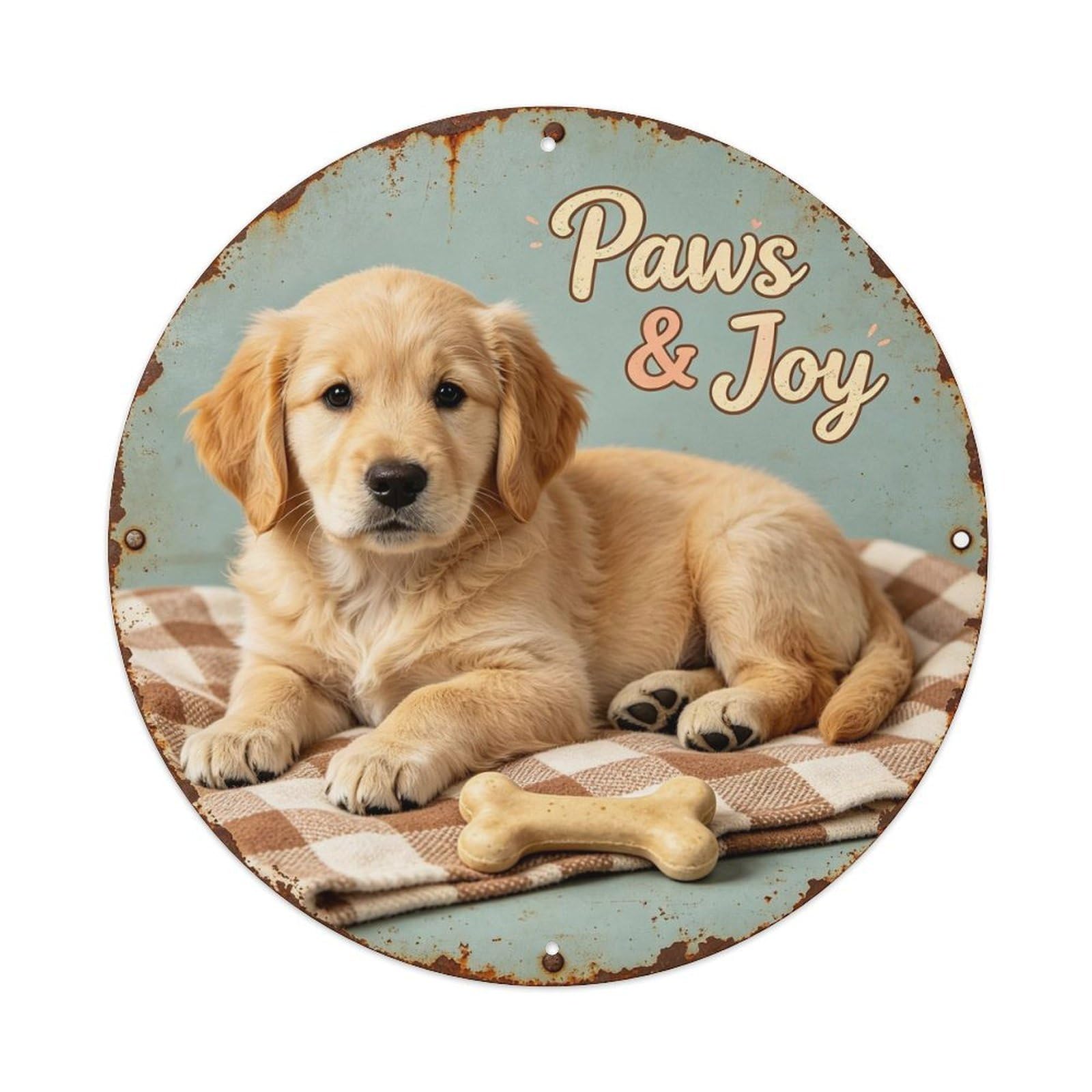 Paws & Joy Metal Tin Sign Plaque