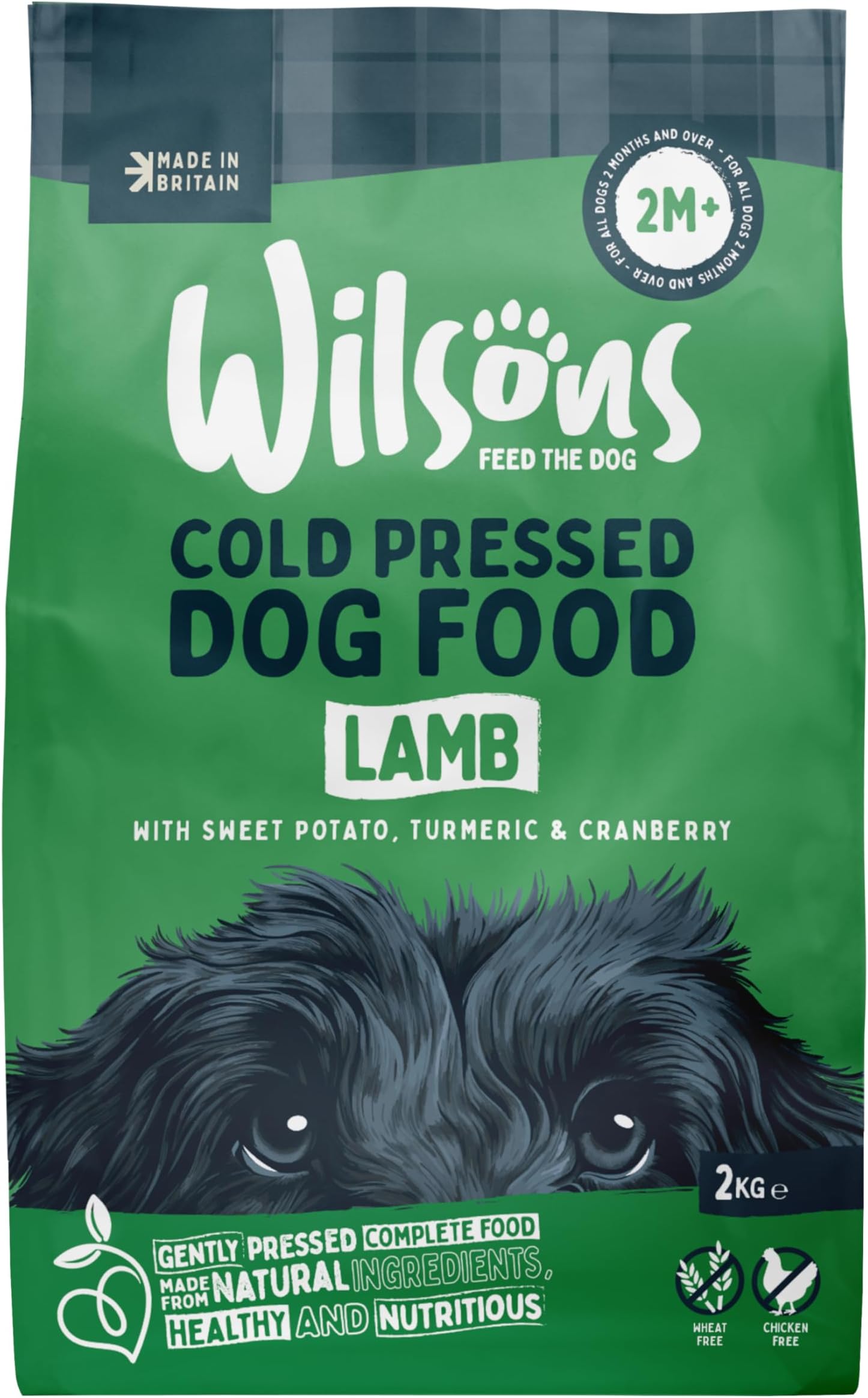 Wilsons - Cold Pressed Dog Food - Complete Dry Meal with Natural, Hypoallergenic Grain Free Ingredients - Introduce Gradually for Best Results - Suitable for Adult Dogs and Puppies 2 Months+ (2kg)