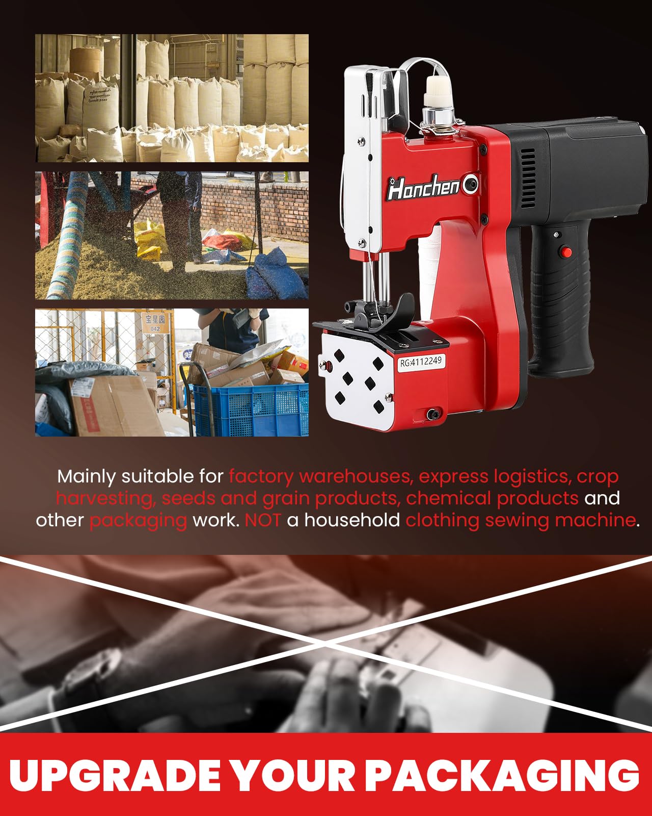 Máquina de coser de bolsas Máquina de sellado de bolsas de alta velocidad Máquina de cierre de bolsas Máquina de costura de bolsas Máquina de coser industrial Cosedora de bolsas para saco 5