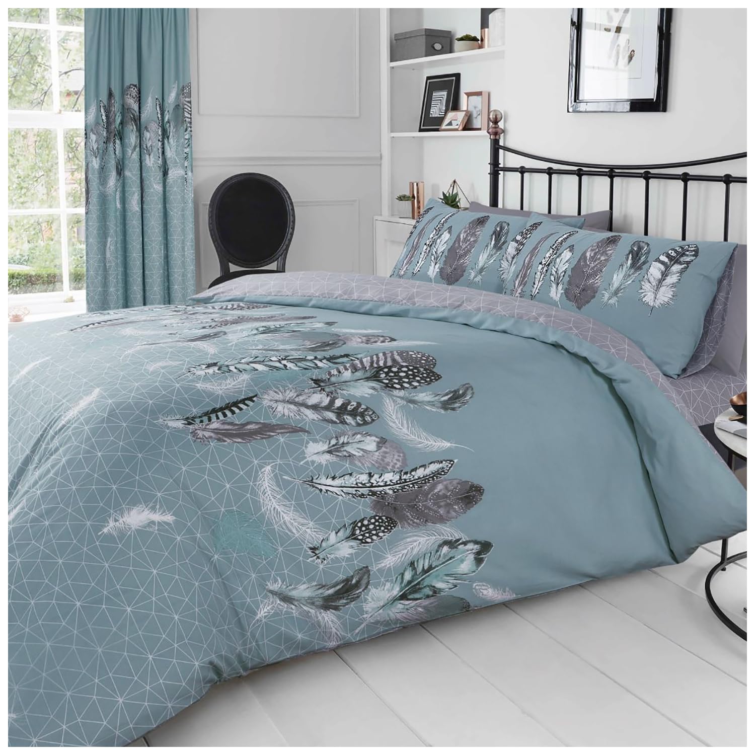 GC GAVENO CAVAILIA Premium Printed Bedding Sets Double Size, Feather Duvet Quilt Cover, Cotton Blend Bed Covers, Duck Egg