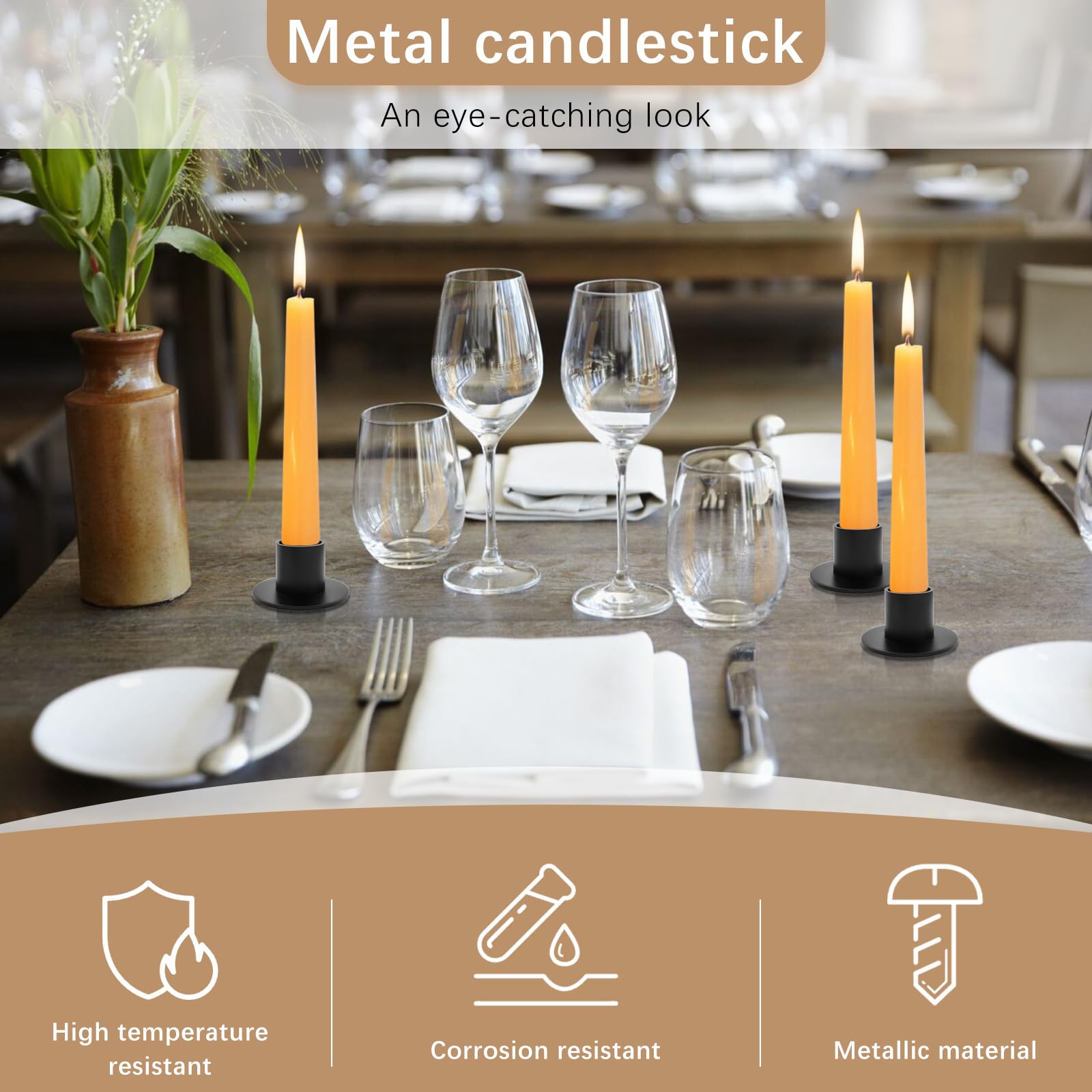3 stks/set metalen kaarshouder eenvoudige gouden bruiloft