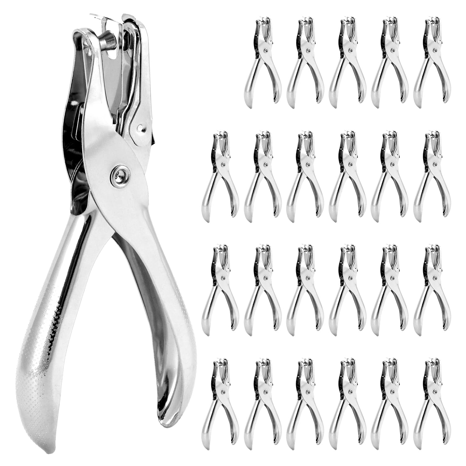 QWORK Paquete de 24 perforadoras de un solo agujero de 1/4 pulgadas, capacidad de 5 hojas, perforadoras de metal para tarjetas de felicitación, álbumes de recortes