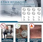 Wadoy WD12X10267 Dishwasher Lower Rack Wheel Roller Stud Kit, 8 Pack | Compatible with GE Appliances, Hotpoint and Kenmore, Replaces WD35X21038, PS11726733, AP5986365 Dishrack Parts