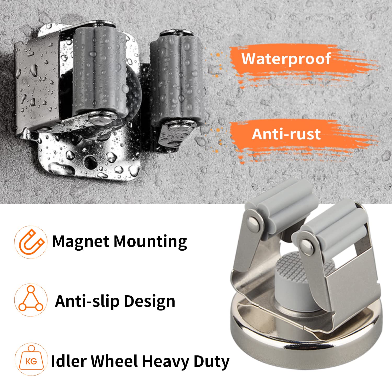 MUTUACTOR Gancio magnetico robusto, porta - scopa magnetica forte supporto da parete, senza fori porta - scopa mobile per riporre e gestire gli strumenti di lavaggio da cucina da garage (confezione da