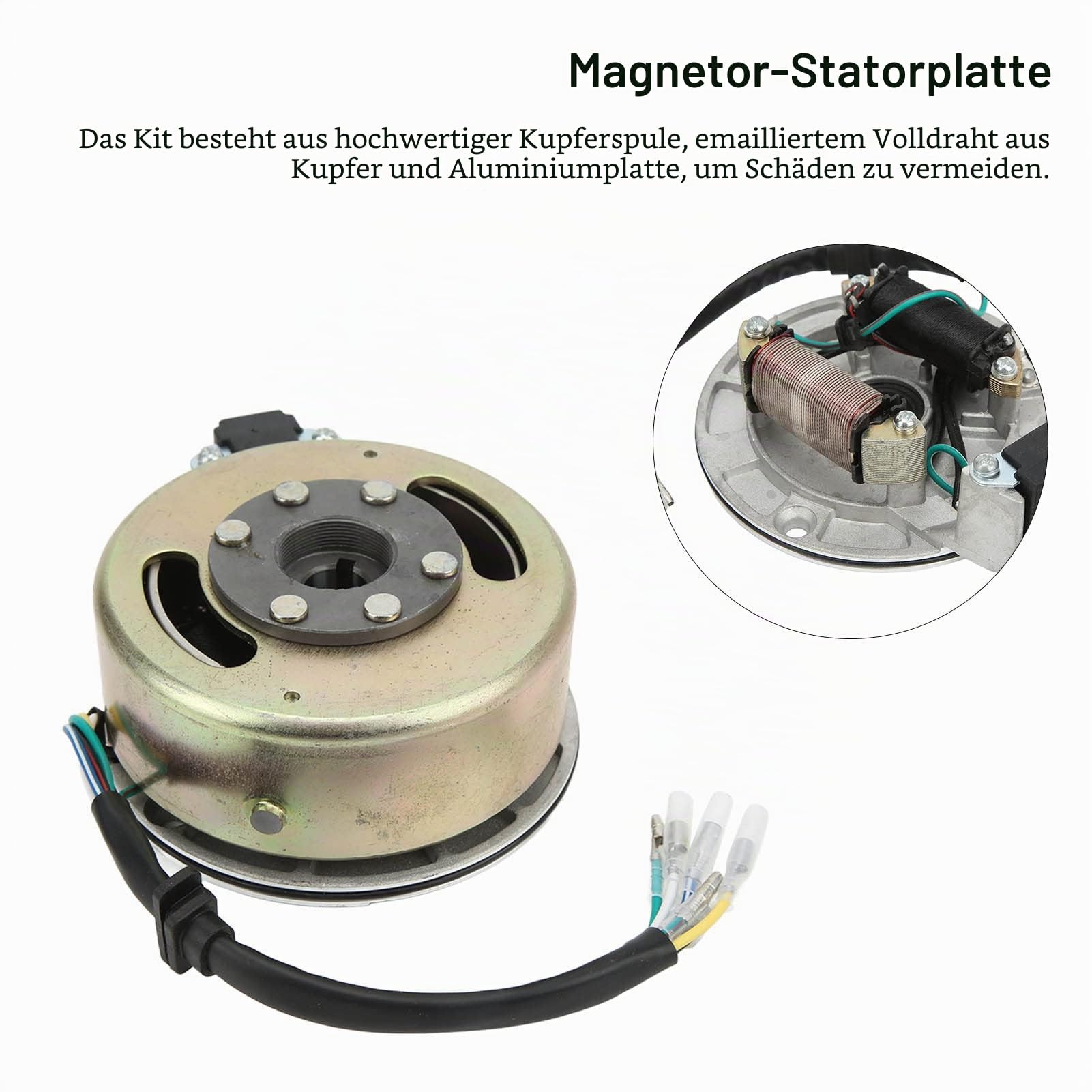 Magneto Stator Schwungrad Rotor Kit Kupfer Aluminium Kick Start Motor Magneto Stator Platte Magneto Schwungrad für 90 Cc 110 Cc 125 Cc 140 Cc Kick Start Motor PIT PRO PIT Bike