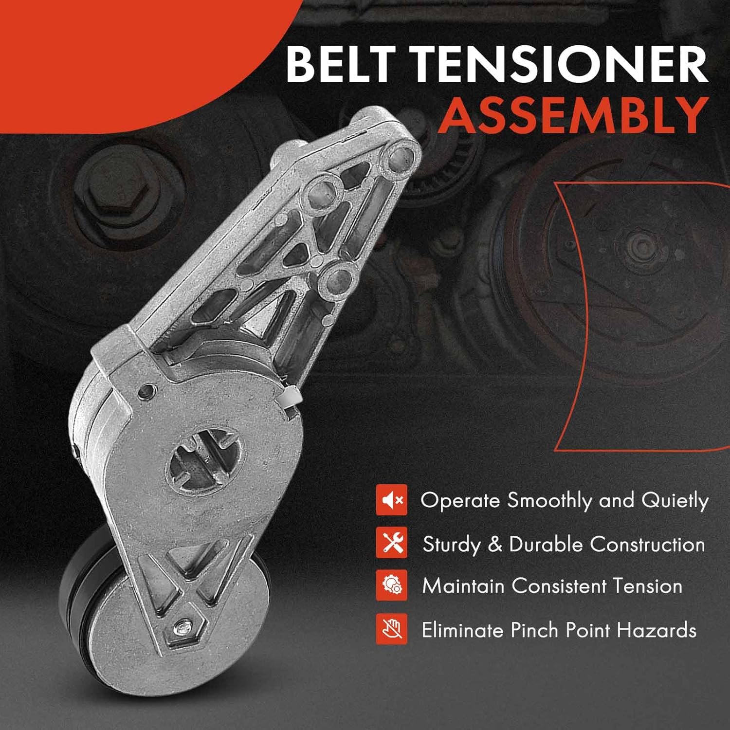 A-Premium Automatic Belt Tensioner Assembly with Pulley Compatible with Audi A4 1997-2001, A4 Quattro 1997-2001 & Volkswagen Passat 1998-2005, 1.8L, Petrol, Replace# 058903133, 058903133B