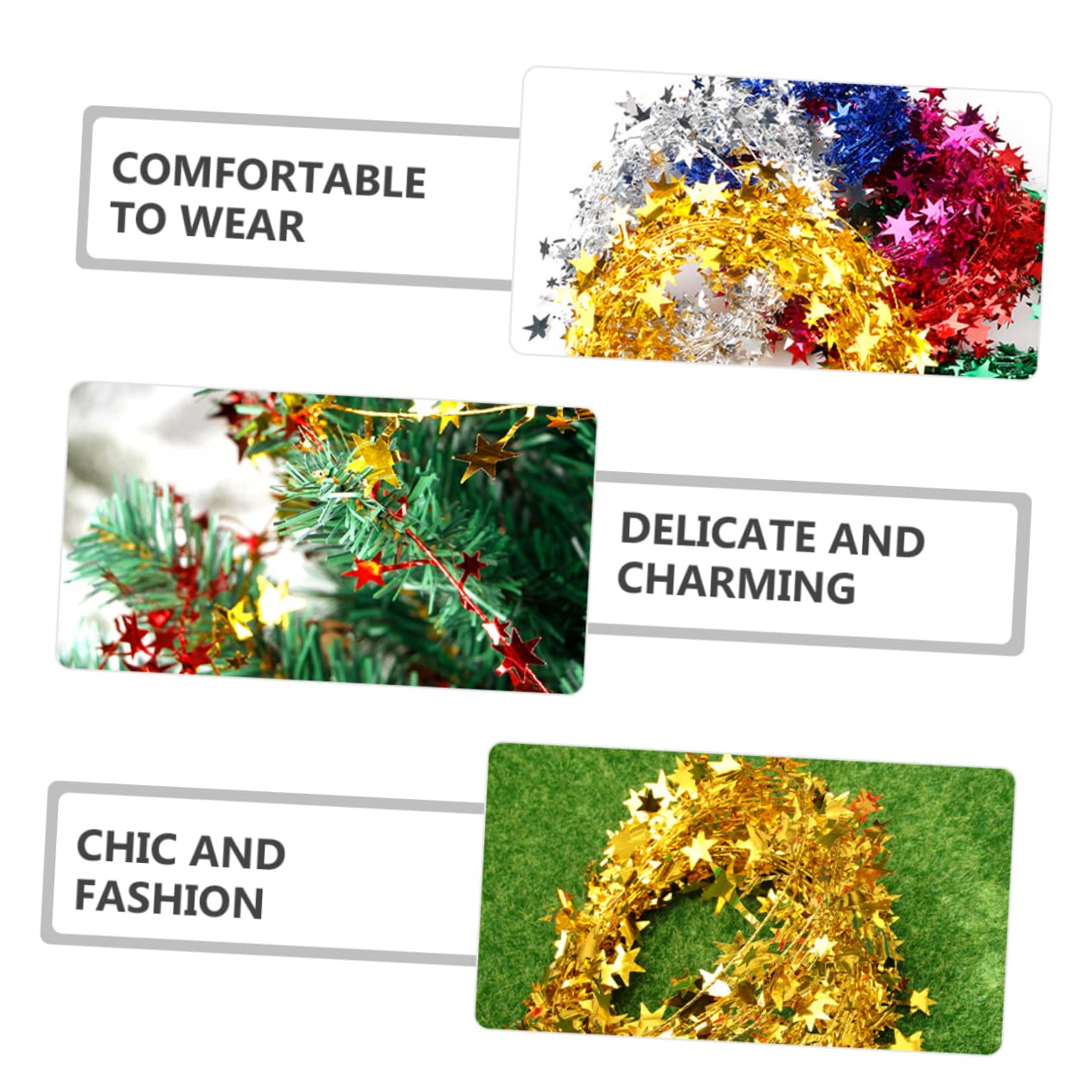 Cabilock 4 Set Ornamenti Da Appendere In Alto Ghirlanda Di Natale Illuminata Ghirlanda Di Glitter A Forma Di Stella Di Natale Ghirlanda Di Stelle Metalliche Decorazione Di Rete 6 pezzi * 4