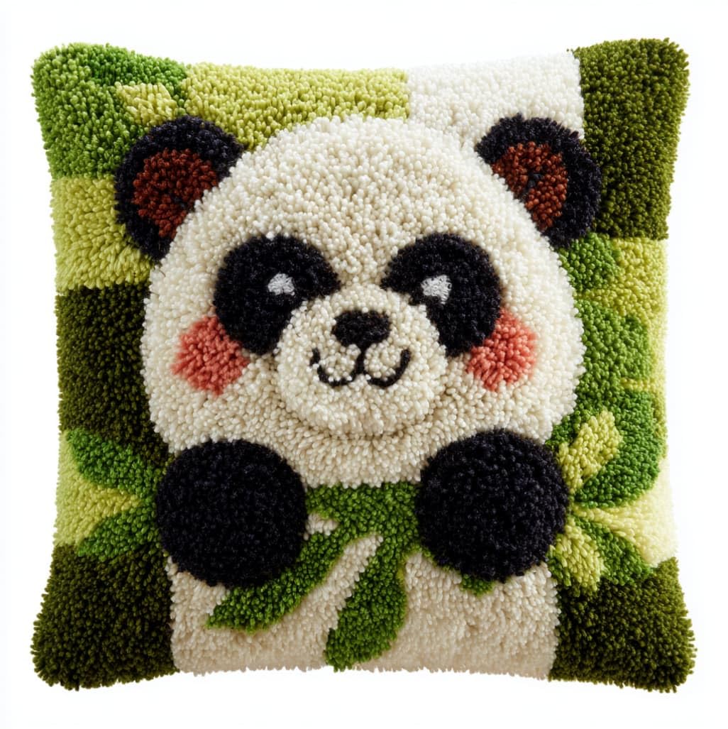 AxiangziK Latch Hook Cushion Kit 43x43cm,Cute Panda