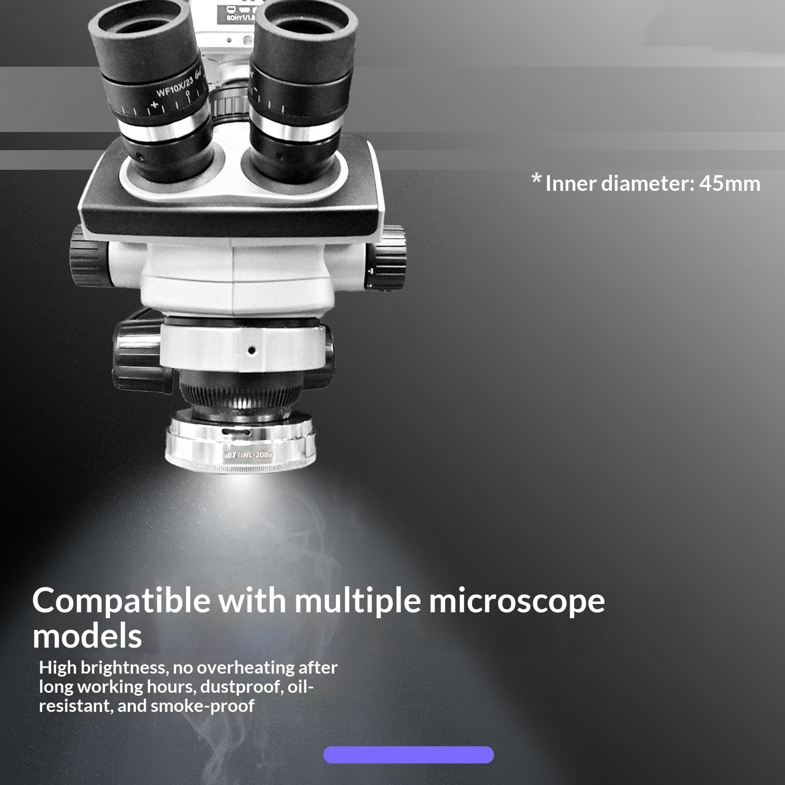 Microscopio polarizzatore universale dimmerabile LED per illuminazione uniforme Microscopio uniforme Intensità regolabile Ringing LED