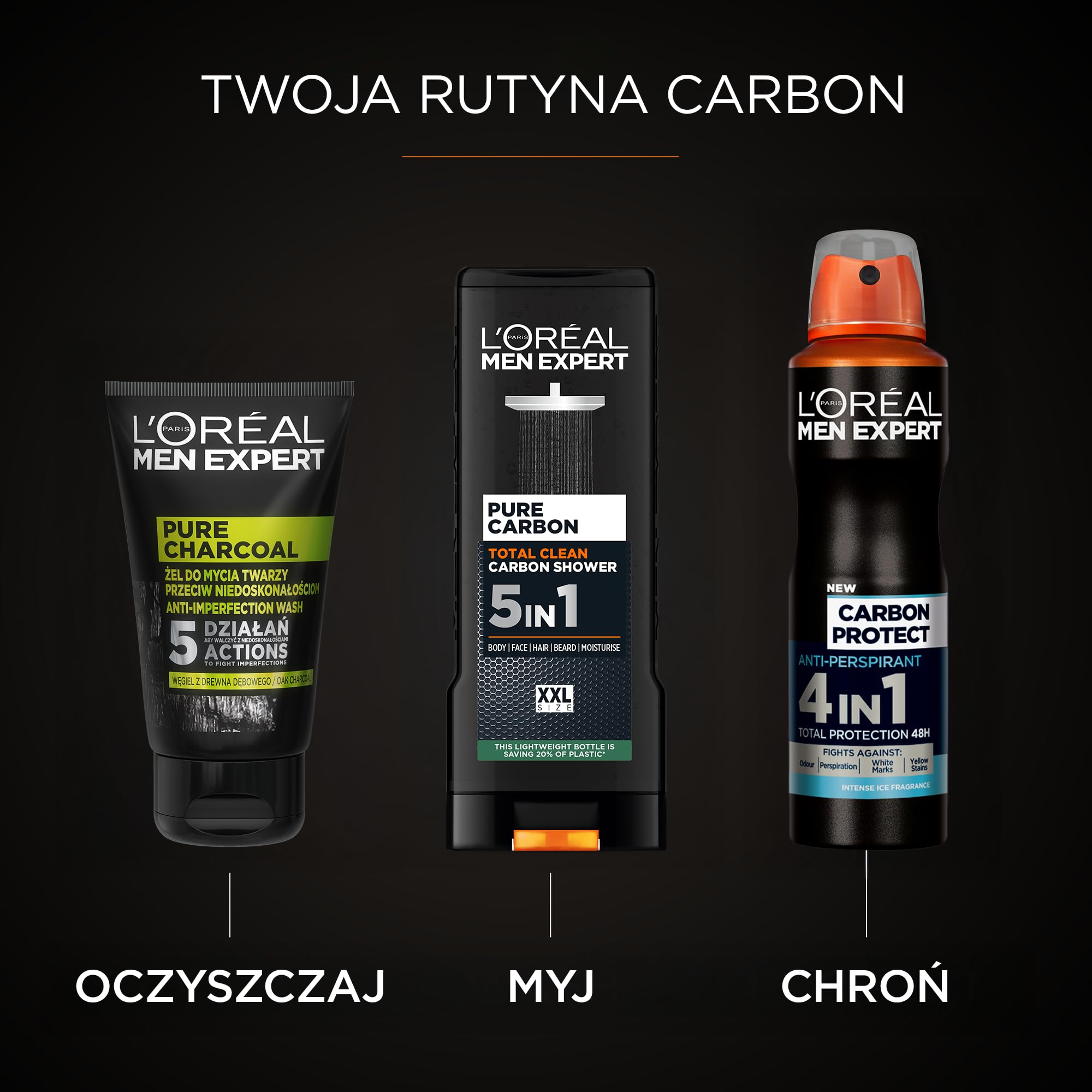 L'Oréal Paris Men Expert, Żel pod prysznic, Total Clean, 400 ml