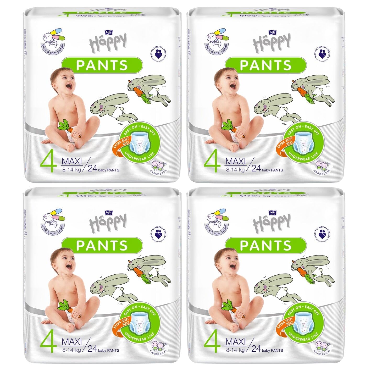 Bella Baby Happy Windel Pants Gr.4 Maxi, 4er Pack (4 X 24 Stück): Höschenwindeln Für Kinder 8-14 Kg, Ideal Beim Töpfchentraining…