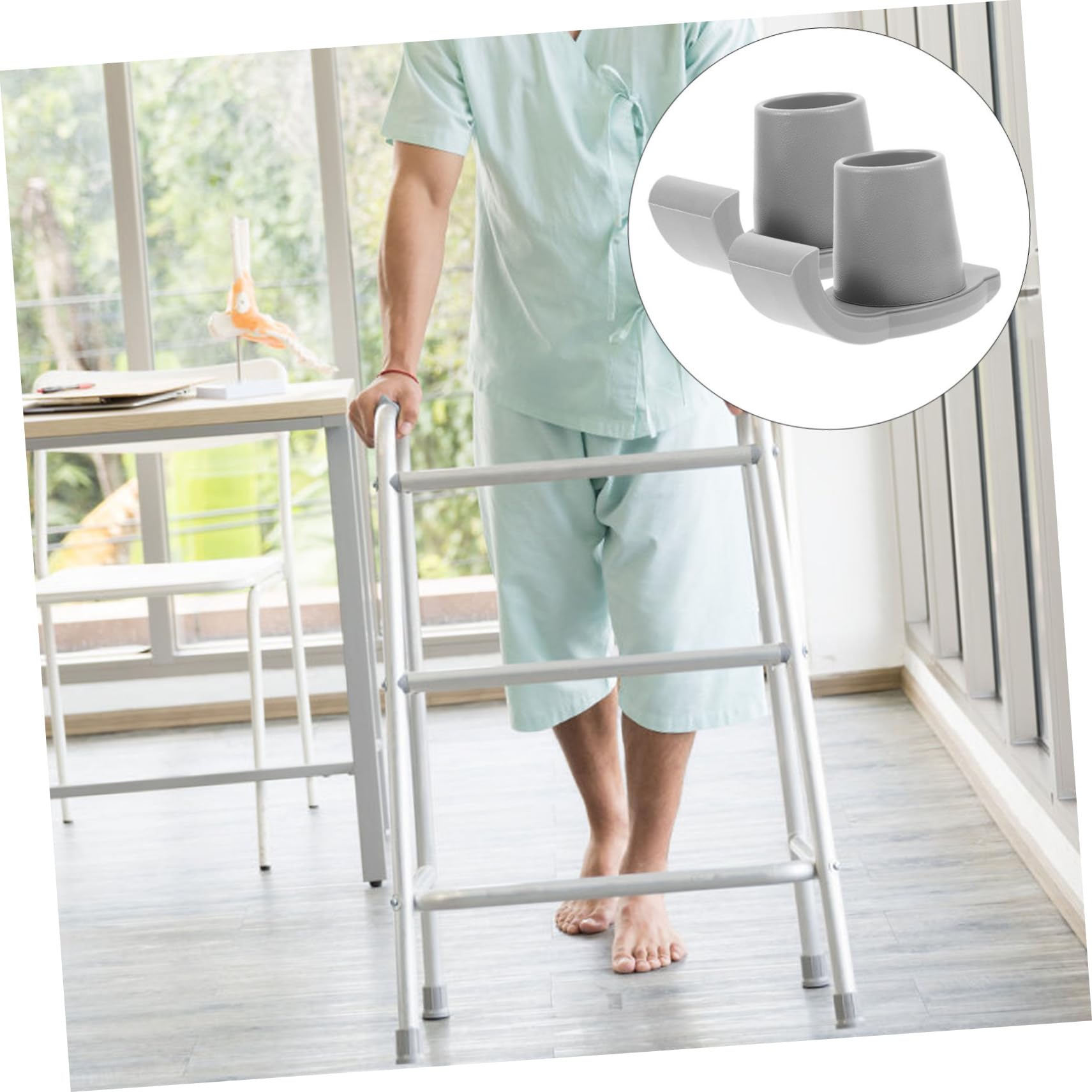 Cubierta De Pie De Caminante Caminando Acolchado para Muletas Accesorios para Andador Almohadilla De Muleta Puntas De Bastón Grey Caucho 2 Piezas X 4