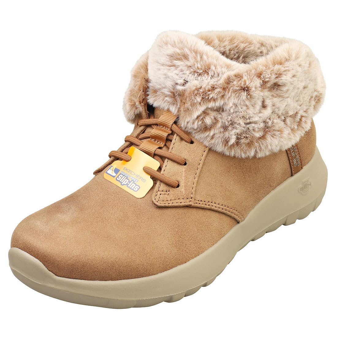 Skechers Women's On-The-Go Joy Cozy Charm Slip-On Sneakers, Chestnut Textile, 6 UK