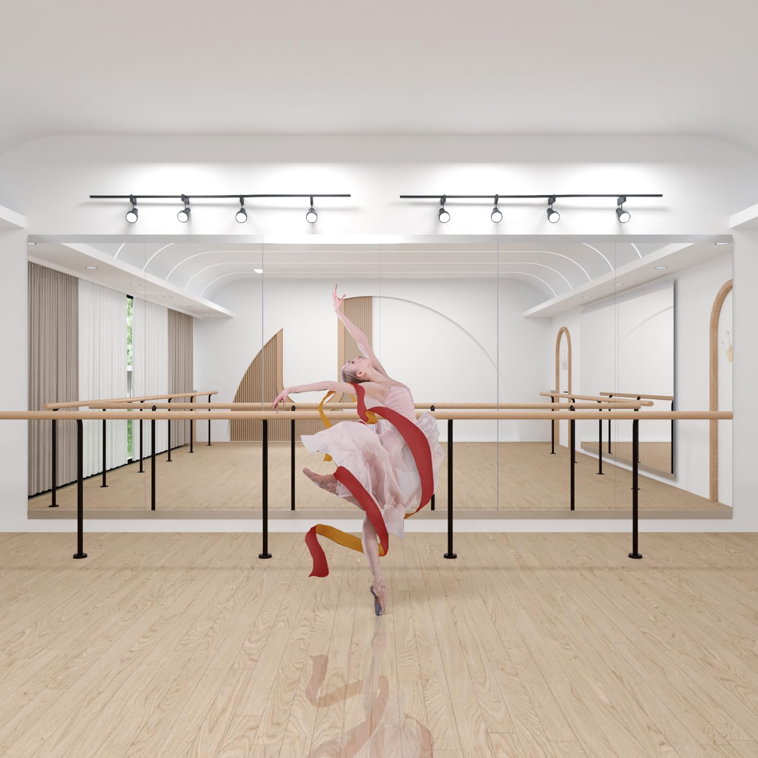 Miroir pour Salle de Sport à Domicile, 144,5 x 60 cm - 2 pièces Grand Miroir de Yoga, miroirs Pleine Longueur Le Fitness, Verre trempé,Montage Mural pour Studio de Danse, Garage
