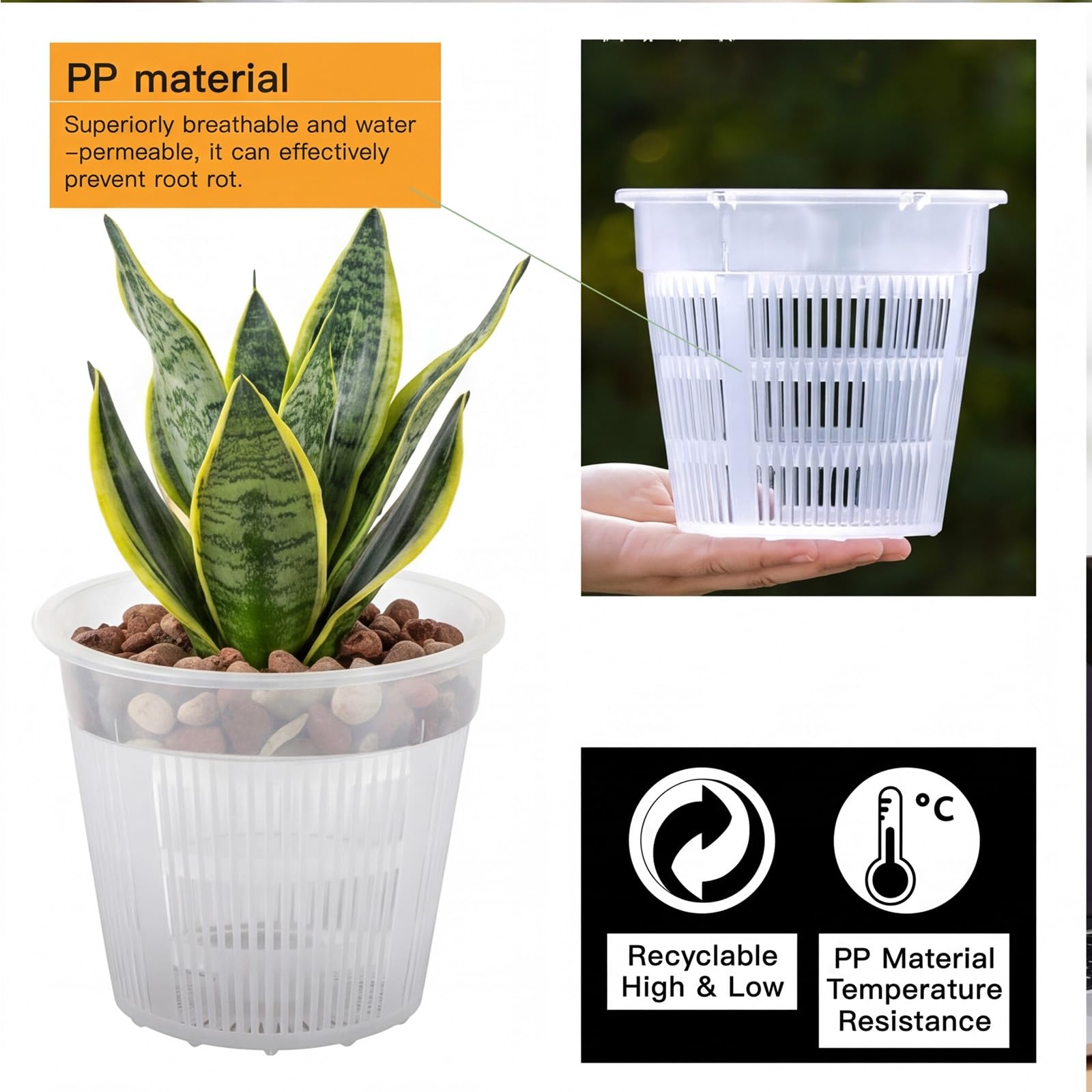 9 Pièces Pots à Orchidées Transparents en Plastique avec Trous de Drainage, 11/14/16 cm, Lot de Pots de Fleur pour Plantes d'Intérieur, Balcon, Bureau et Extérieur