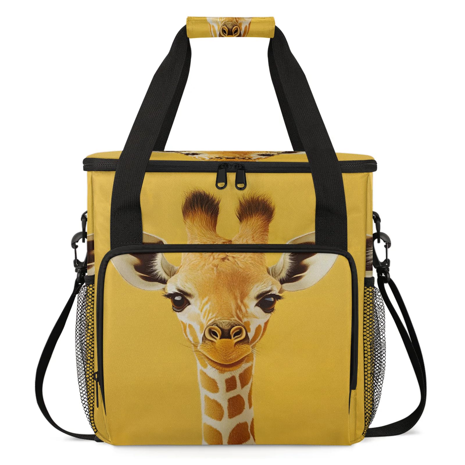 Adornori Funny Coffee Maker Travel Bag, Giraffe Insulated Grocery Bag Travel Picnic Leakproof Cooler Bags With Shoulder Strap