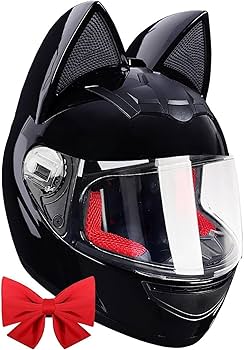 Amazon.co.jp: 大人用フルフェイス猫耳オートバイヘルメット、サン