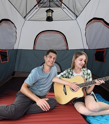 Miniatura 3 de Tienda de campaña para 34 personas con 1 puerta, 4 ventanas y ventilación mejorada, instalación instantánea, impermeable, 8 x 8 x 67 pulgadas, tela