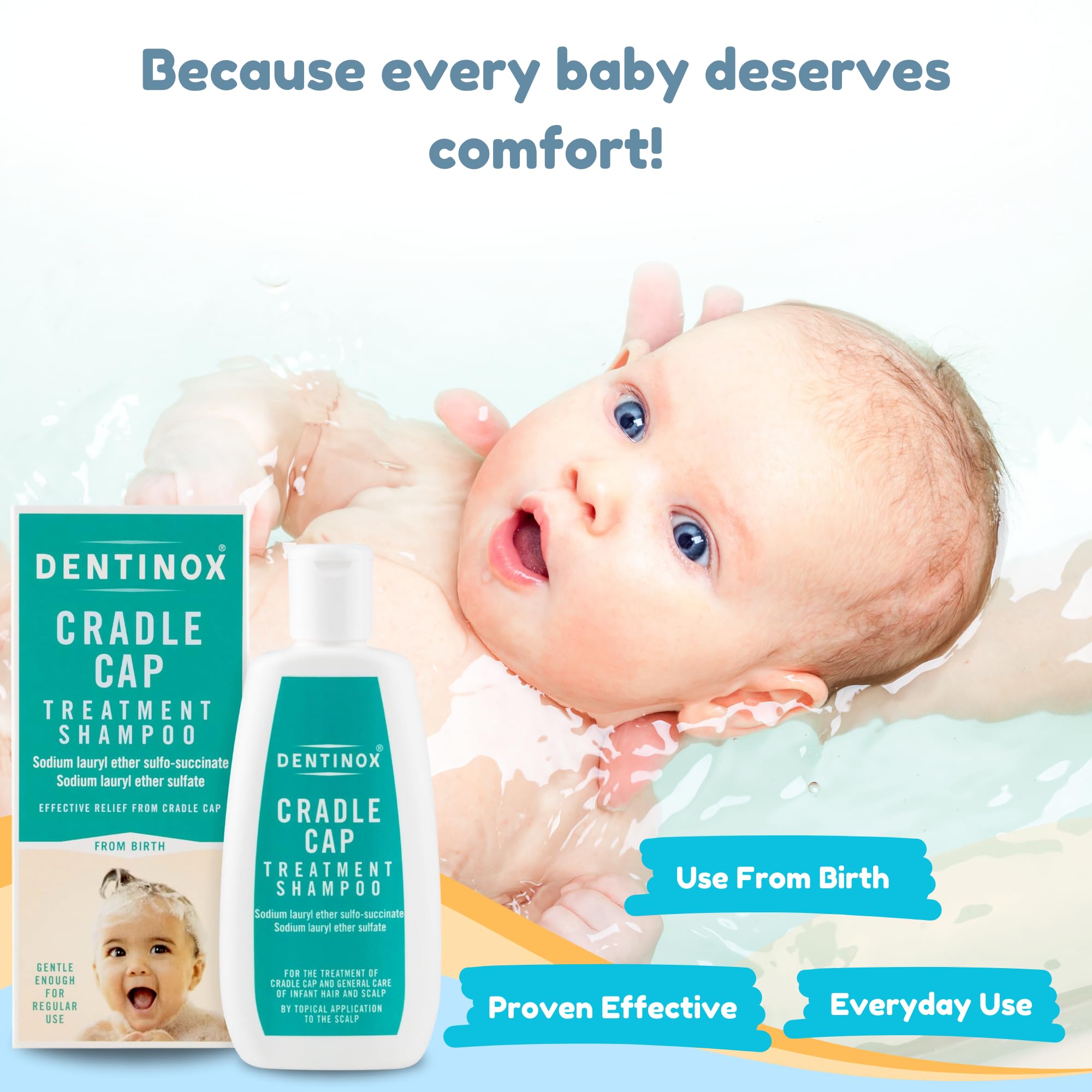 Dentinx Cradle Cap Shampoo 125ml with Nit Comb, Cradle Cap Treatment for Baby, Gentle Baby Bathing Products - Image 4