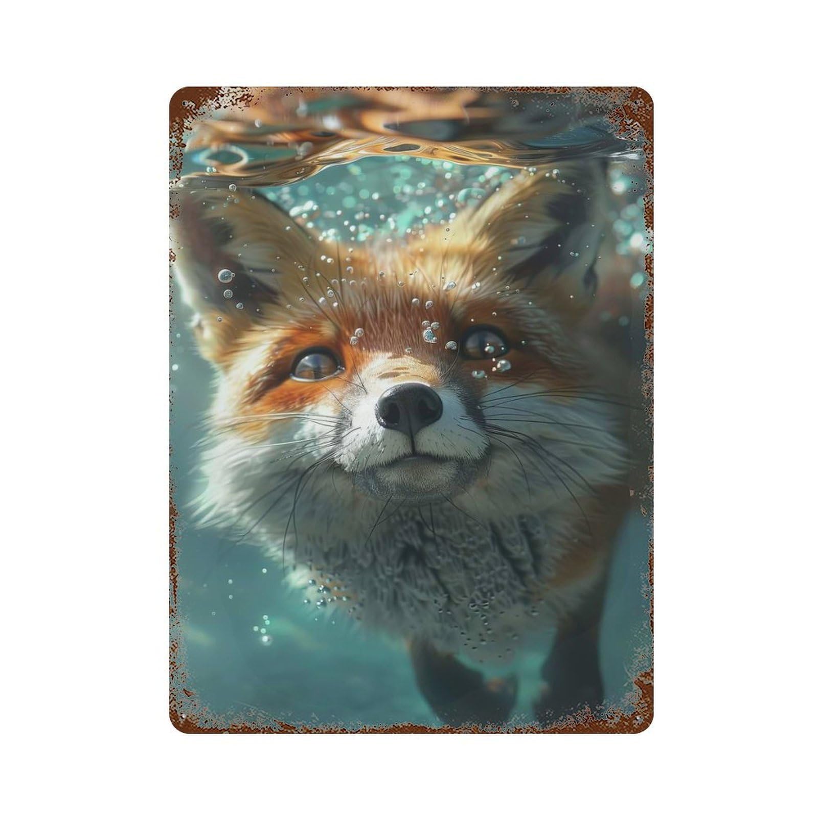 Fox Sea Vintage Rust Metal Sign 15.7"x11.8", for Pub, Kitchen And Man Cave Decor, Rustic Home Decor