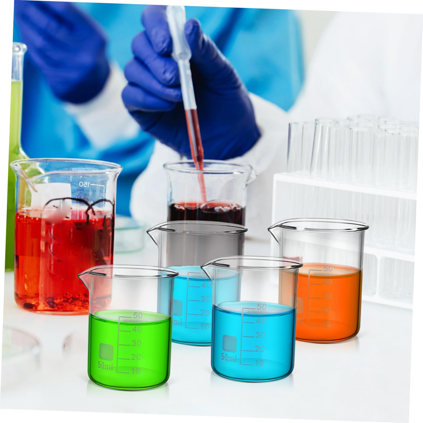 20 Sztuk Zlewek Laboratoryjnych Sprzęt Laboratoryjny Szkło Laboratoryjne Mała Miarka Miarki Do Cieczy Szklany Kubek Chemiczny Przezroczyste Cylindry Miarowe Przezroczysta
