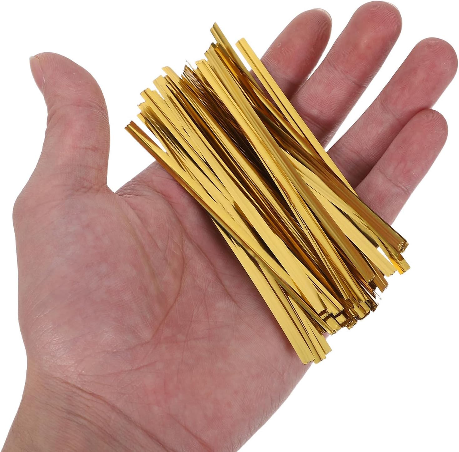 Ipetboom 2400pcs Golden Iron Twist Ties for Boxes and Laminated Boxes Reusable Burrfree Twisted Ties for Takeaway and Shops Sturdy Coffee Bag and Garden image 4