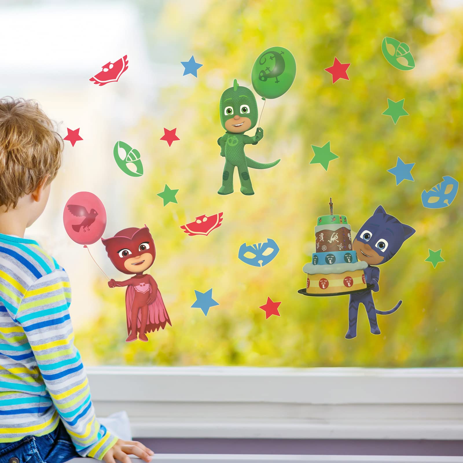 Stickerscape PJ Masks Party Window Stickers (Window Stickaround - Regular)| Official PJ Masks Party Window Decal, PJ Masks Party Decorations | Cleanly Removable and Repositionable
