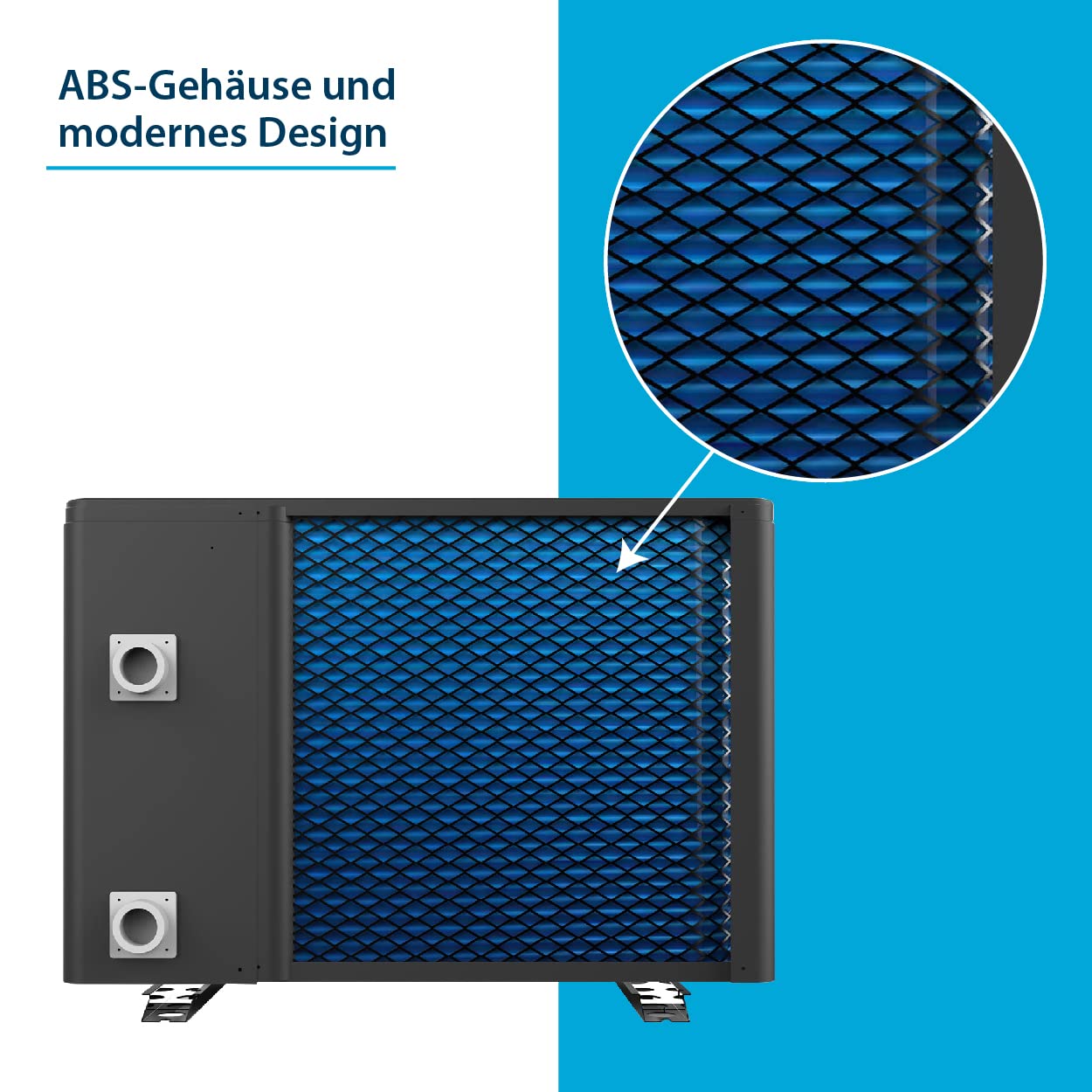 AquaForte Full Inverter Wärmepumpe 7,2 Kilowatt , 7.32 AMP, Leistungsaufnahme Kilowatt 0.10 1.61, Kann sowohl kühlen als auch heizen, geeignet für Schwimmbecken, Schwarz