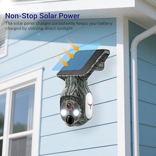 Vista 5 de Cámaras de seguridad solar 1080P inalámbricas para exteriores, visión panorámica/inclinación de 360°, WiFi de 2.4 GHz en el exterior con visión