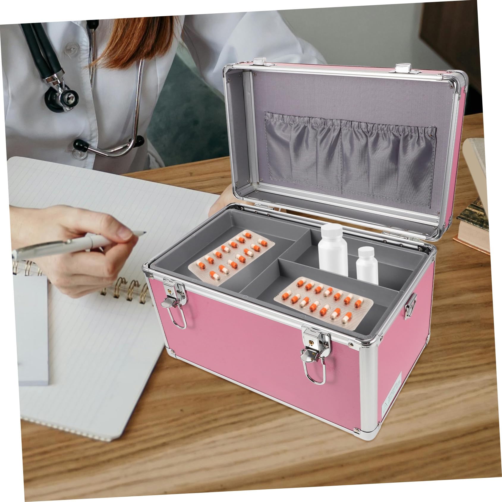 Scatola Porta Medicinali Portatile Organizer Pronto Soccorso Leggero Con Maniglia Capacità Per Casa e Ufficio Pratica e Multi-funzionale Per Viaggi e Emergenze