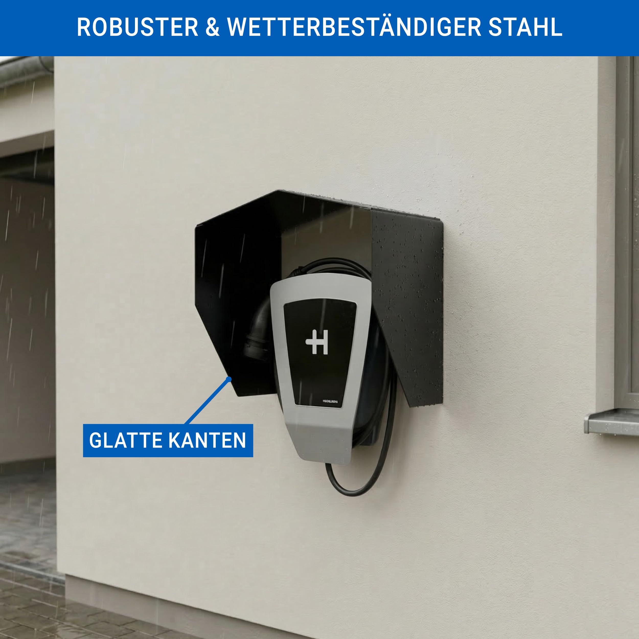 Wallbox Wetterschutz aus rostfreiem Stahl • Schutzdach Wallbox Abdeckung • Wetterschutzdach Regenschutz Überdachung für EV Ladestation