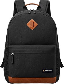 TRAILKICKER Classic Laptop Backpack with Padded 17 inch Laptop Sleeve, Multi Pocket Backpack, Casual Daypack Backpacks Black & Brown