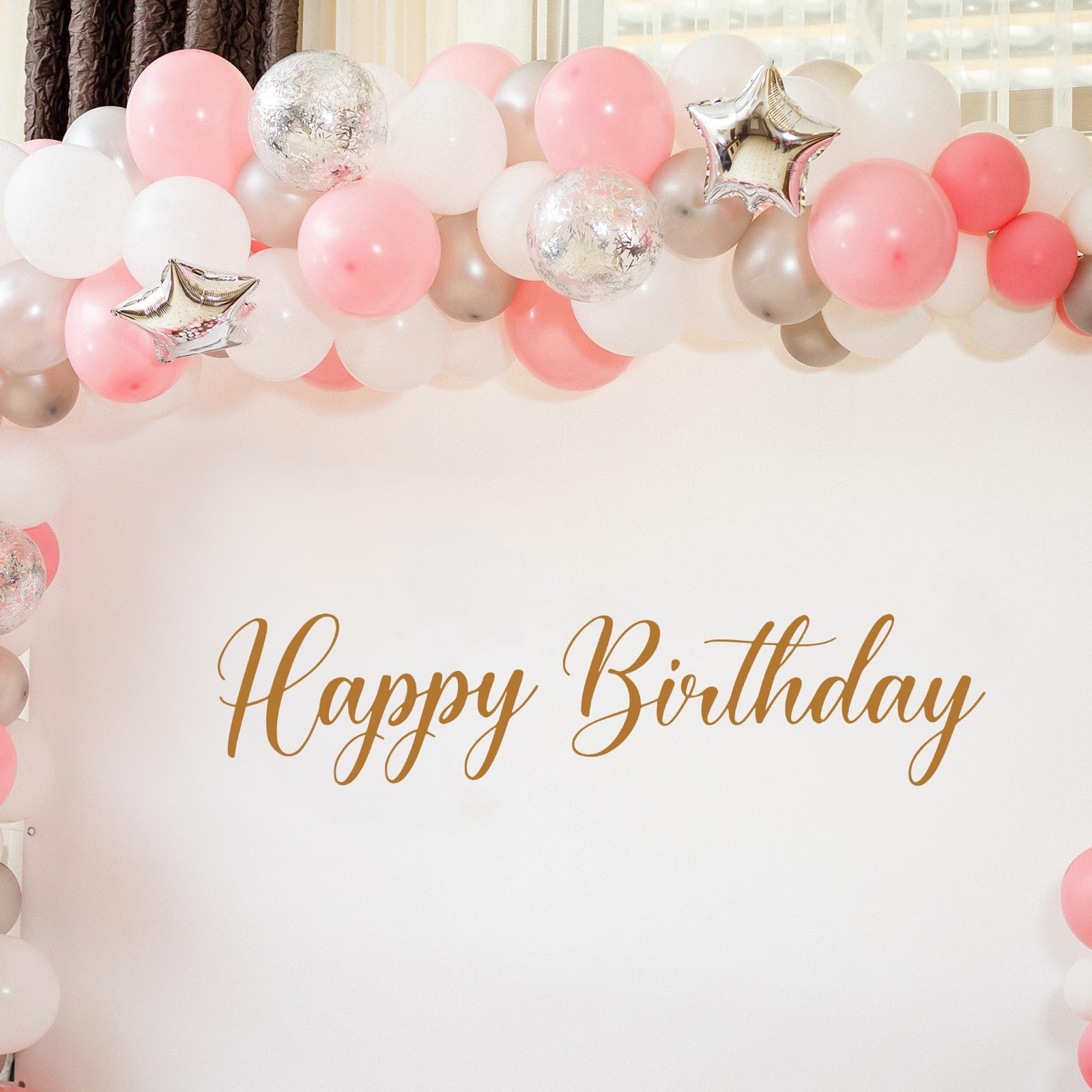 Letrero de feliz cumpleaños para telón de fondo, calcomanías doradas de feliz cumpleaños para arco de globos, decoraciones de fiesta de feliz cumpleaños, decoración de letrero de feliz cumpleaños para