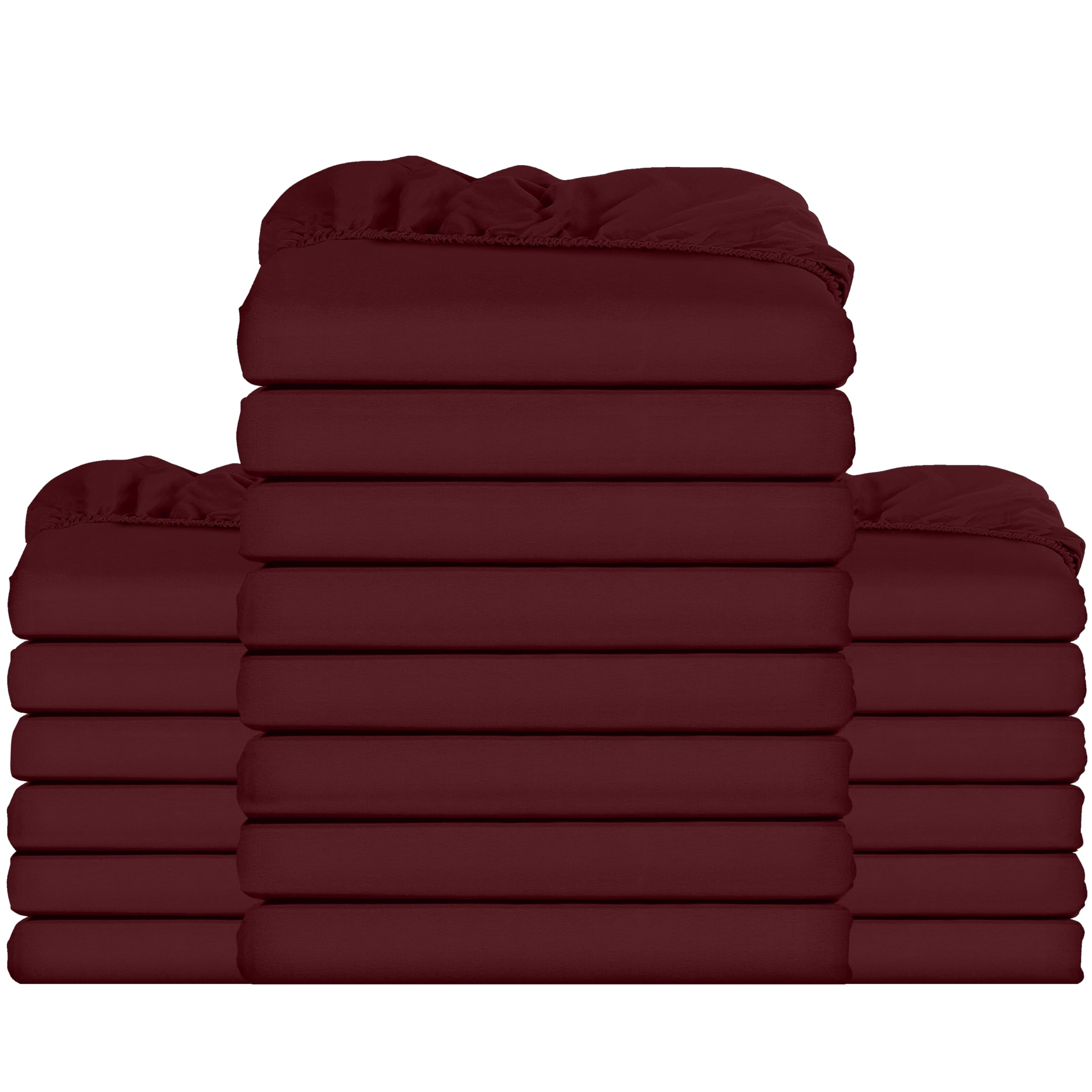Utopia Bedding Fitted Sheet Bulk Pack of 20 Pieces - Smal Double, Burgundy - Deep Pocket - Easy Care Soft Brushed Microfibre Fabric - Shrinkage and Fade Resistant - Bottom Sheet